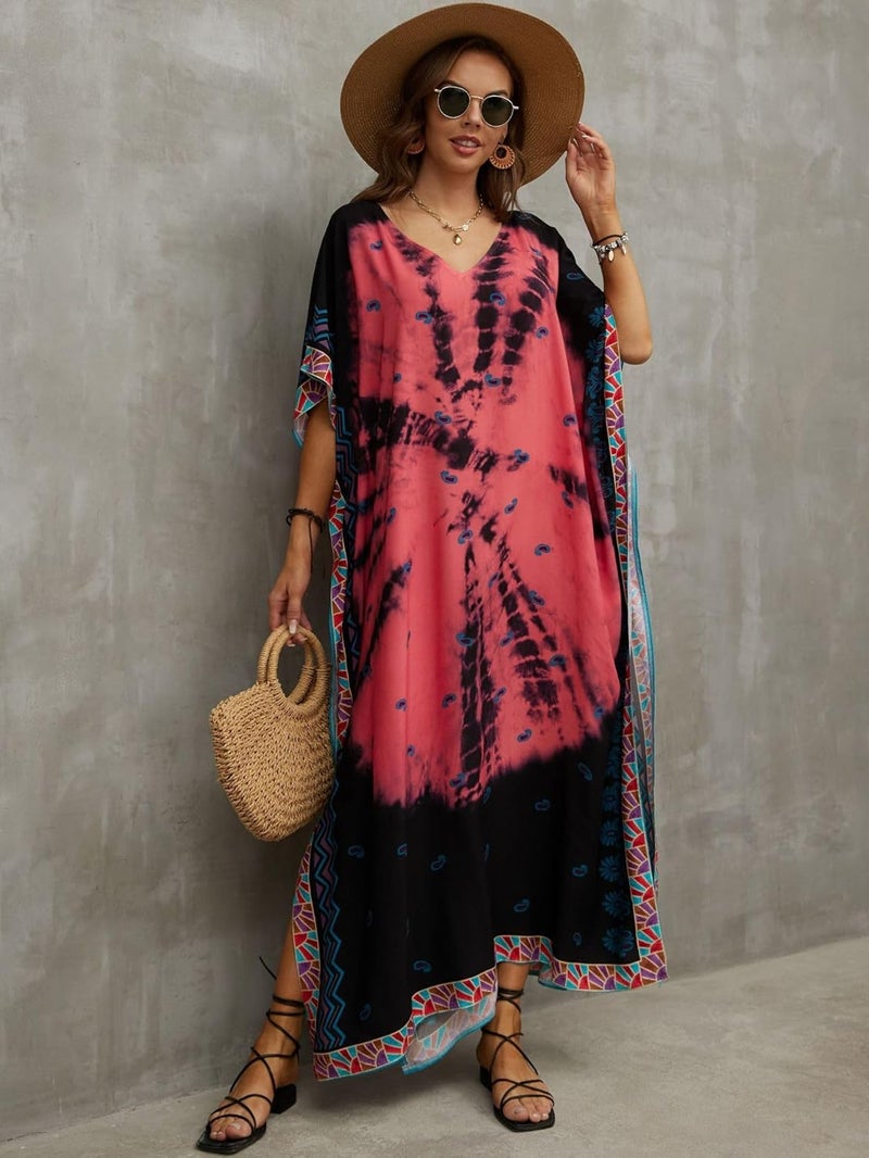 IMAGEKOPE Kaftan Dresses for Women Plus Size Bathing Suit Cover up Caftan Maxi Beach Dresses - Image 3